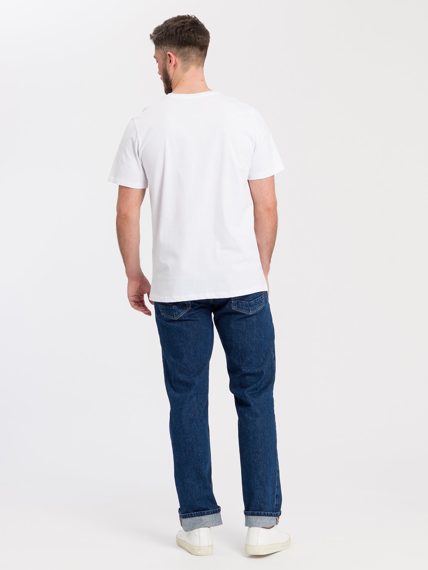 Herren Regular CROSS JEANS Logo T-Shirt weiß