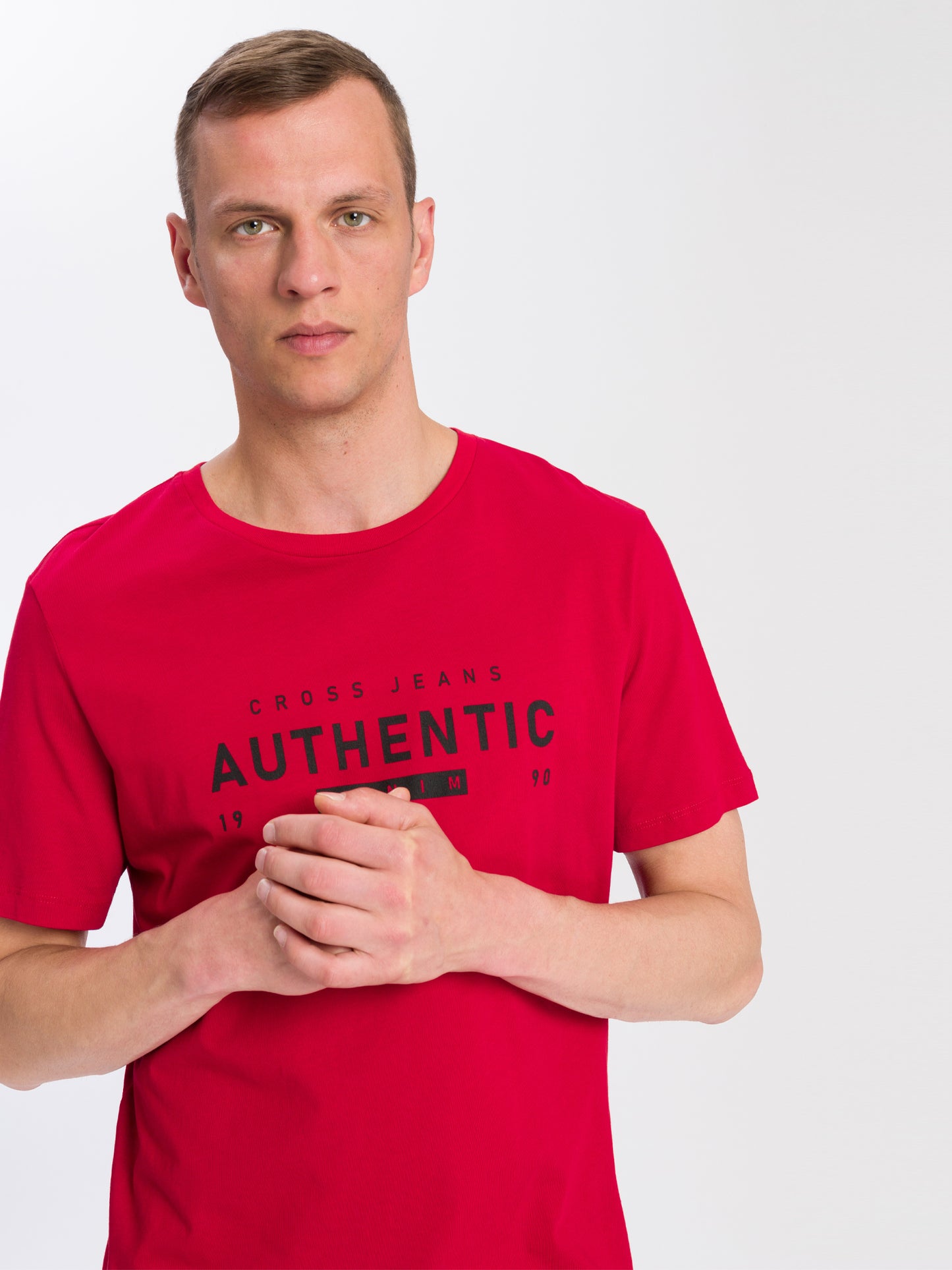 Herren Regular T-Shirt mit Logo Print rot