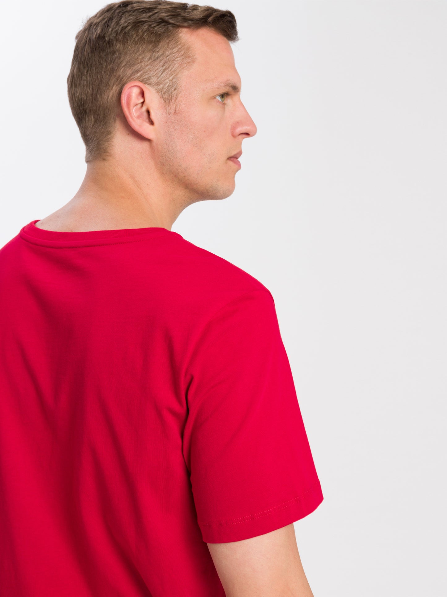 Herren Regular T-Shirt mit Logo Print rot
