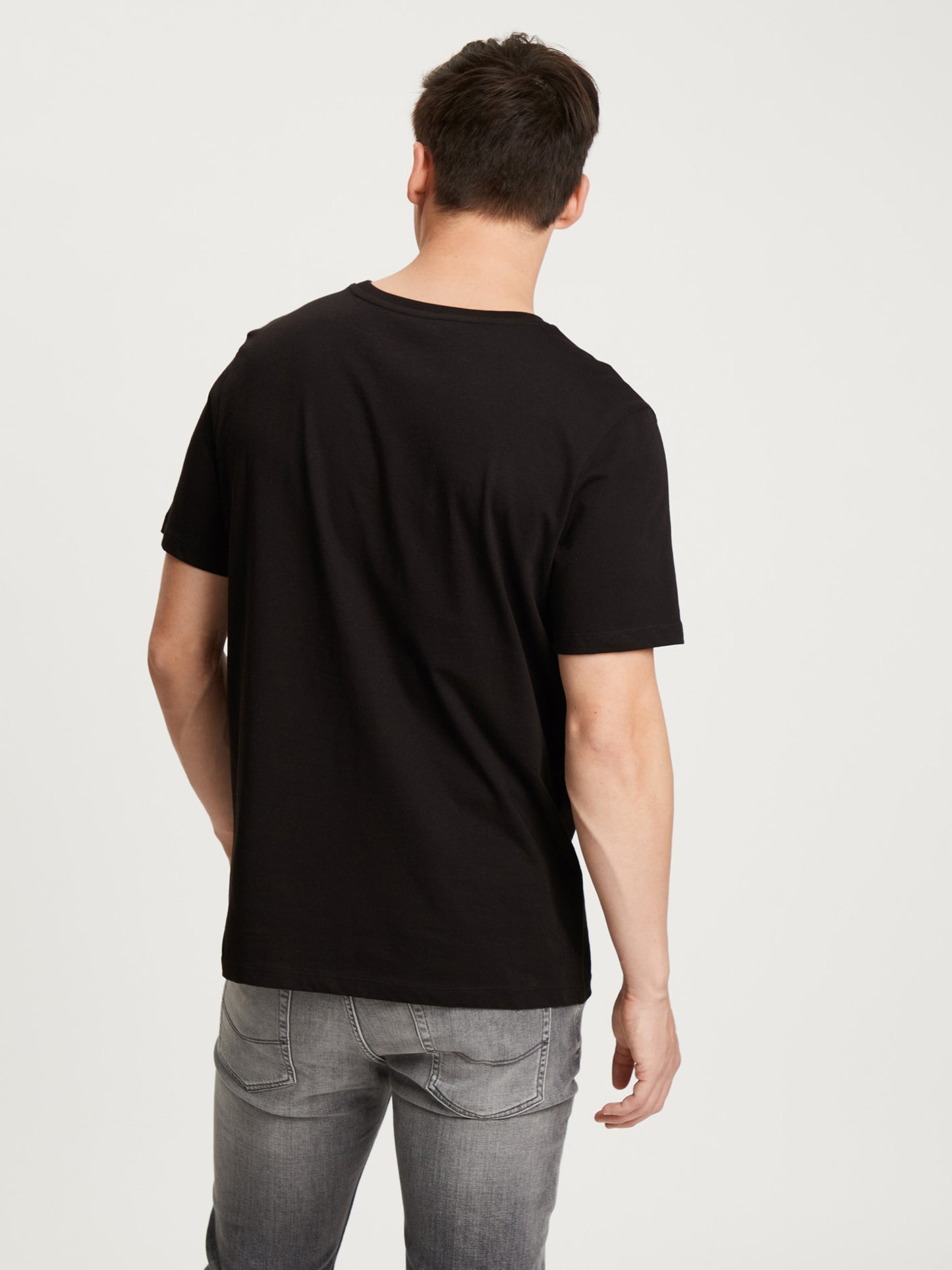 Men's regular T-shirt with large print black