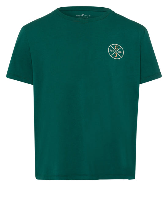 Herren Regular T-Shirt mit Label-Emblem grün.
