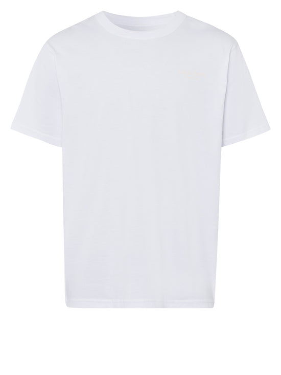 Men's relaxed round neck t-shirt in white.