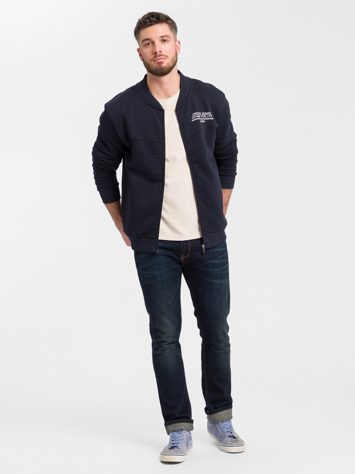 Herren Regular Sweatshirt mit Print blau