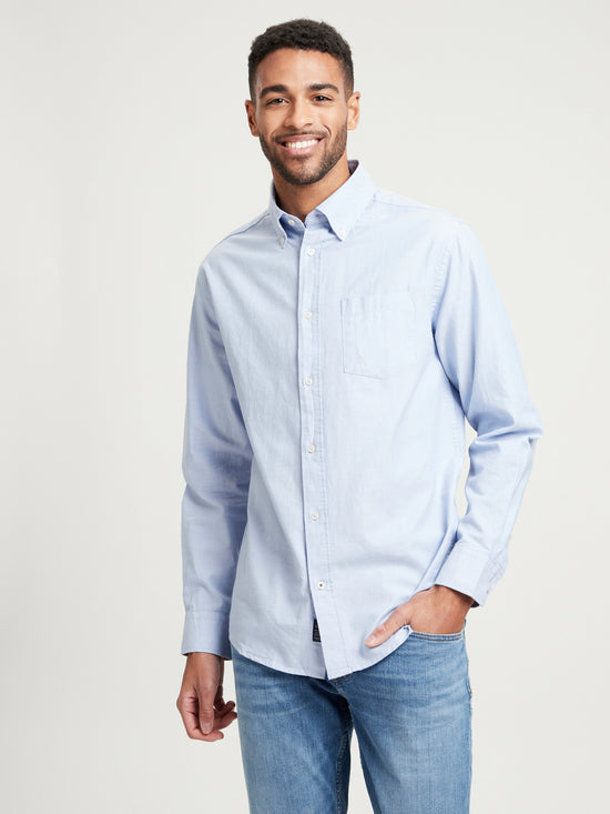 Men's regular long-sleeved shirt sky blue