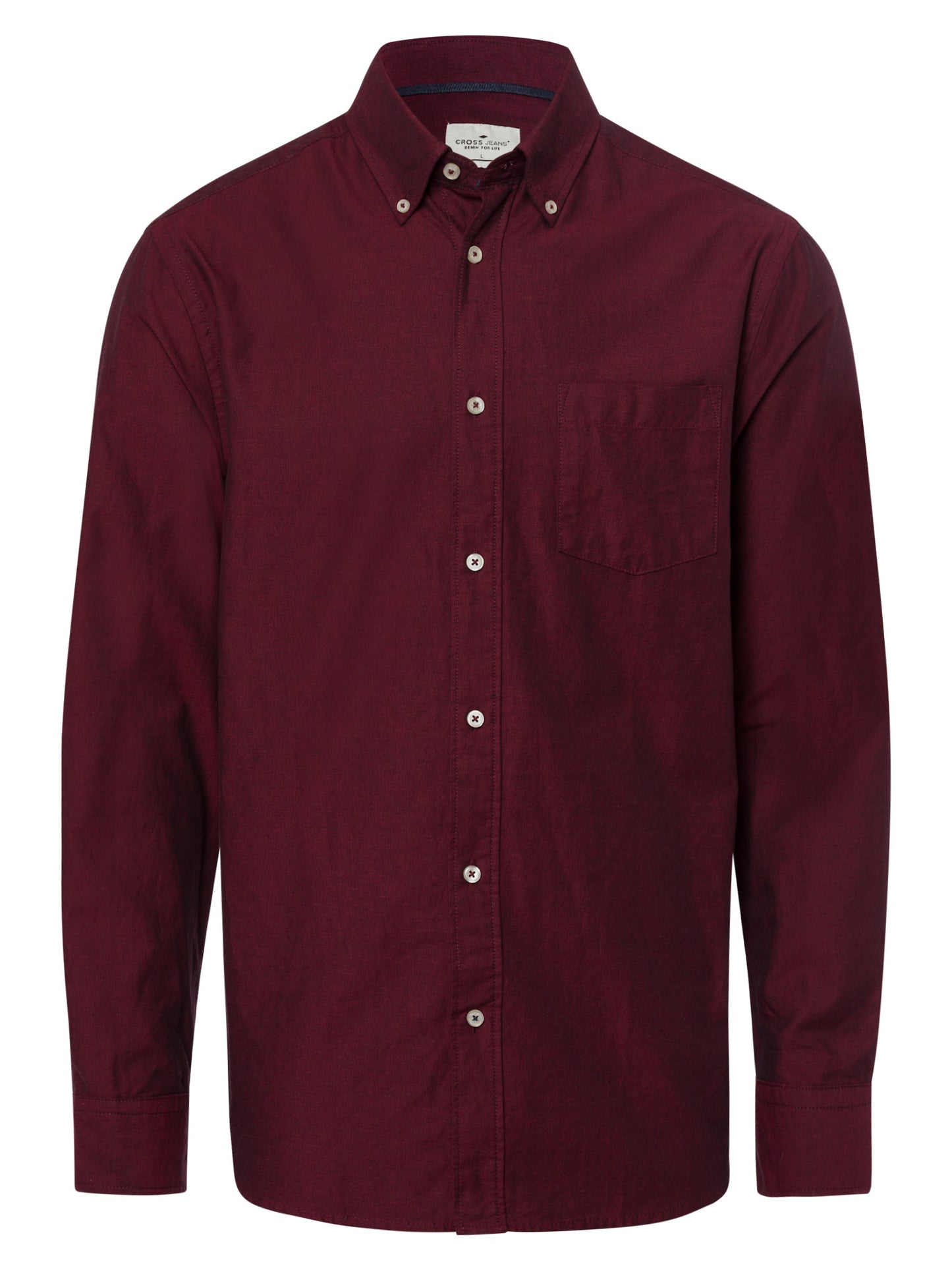 Men's regular long-sleeved shirt wine red