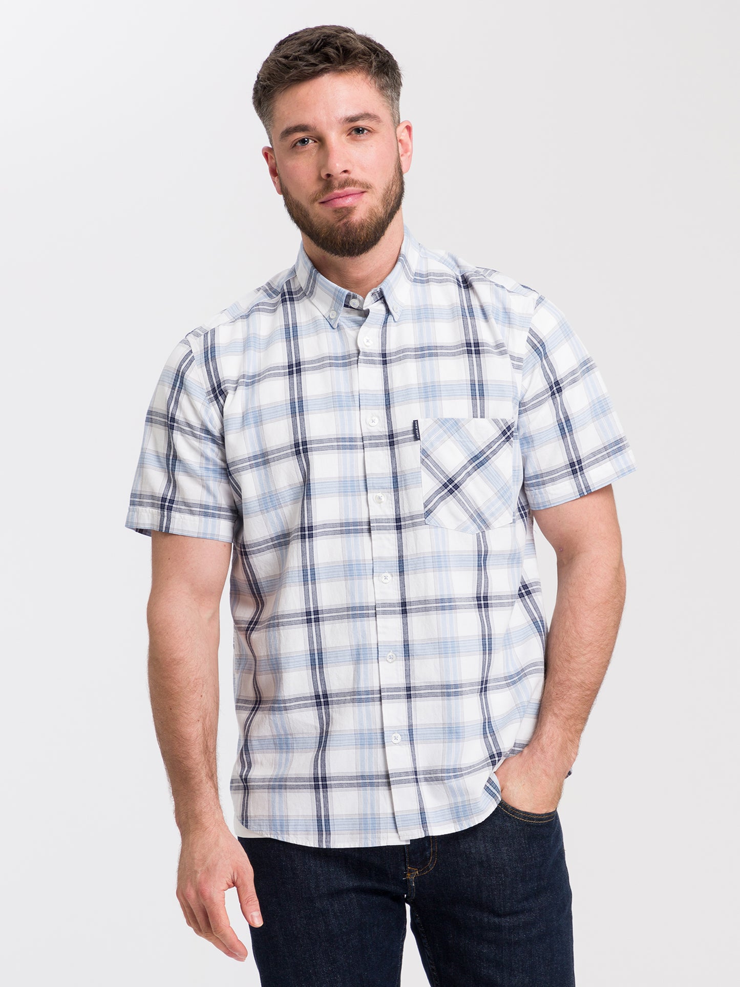 Herren Regular Hemd kariert in hellblau
