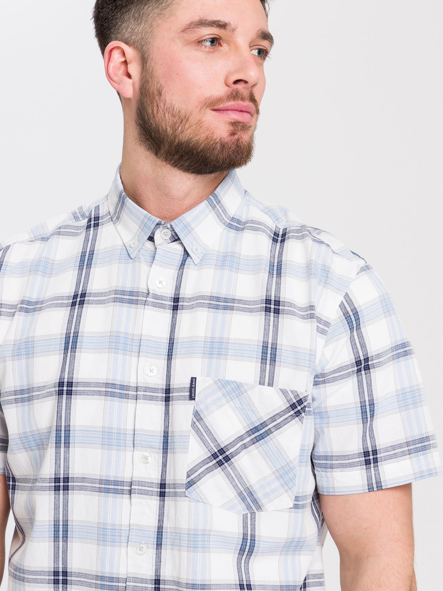 Herren Regular Hemd kariert in hellblau