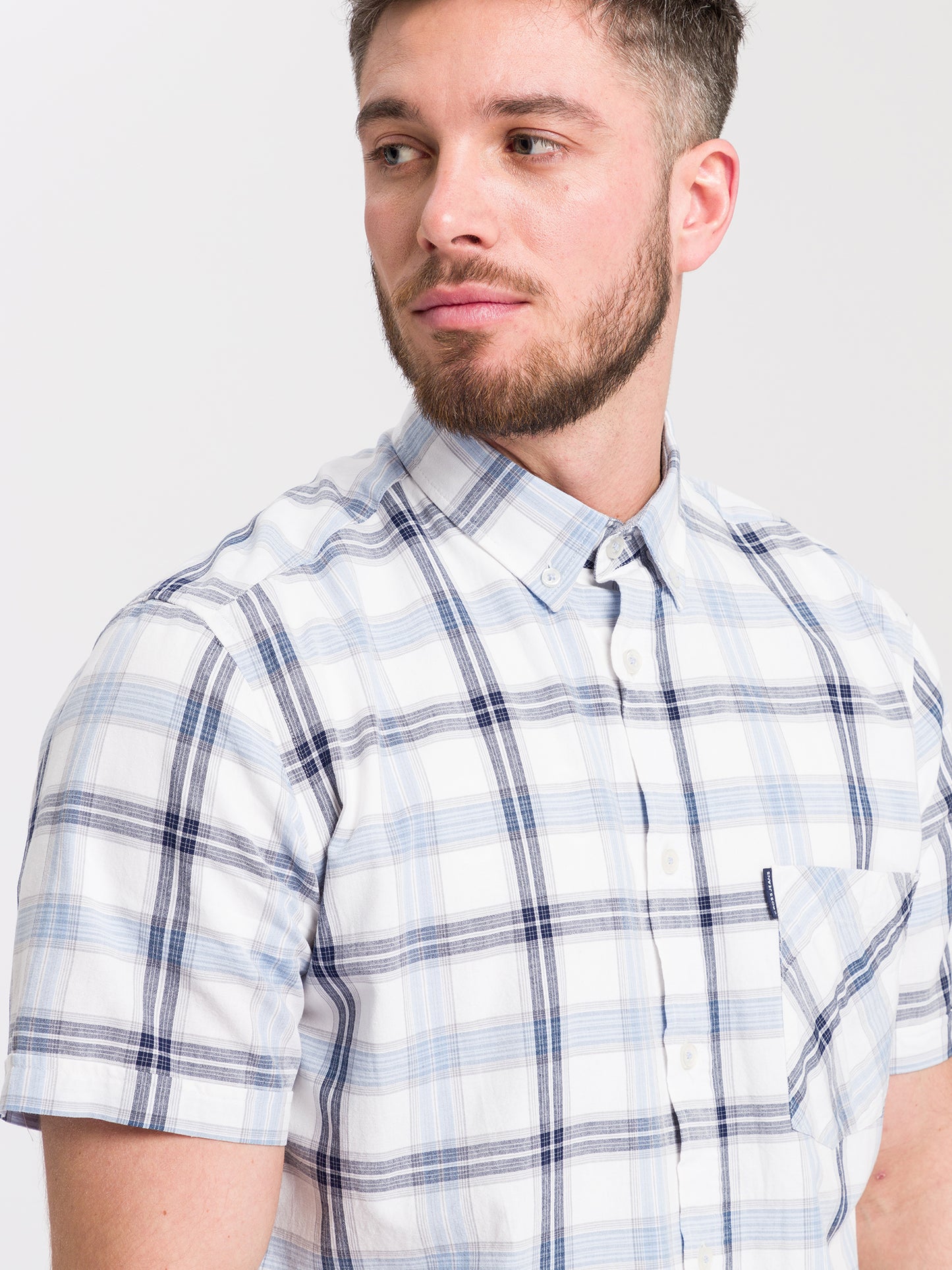 Herren Regular Hemd kariert in hellblau