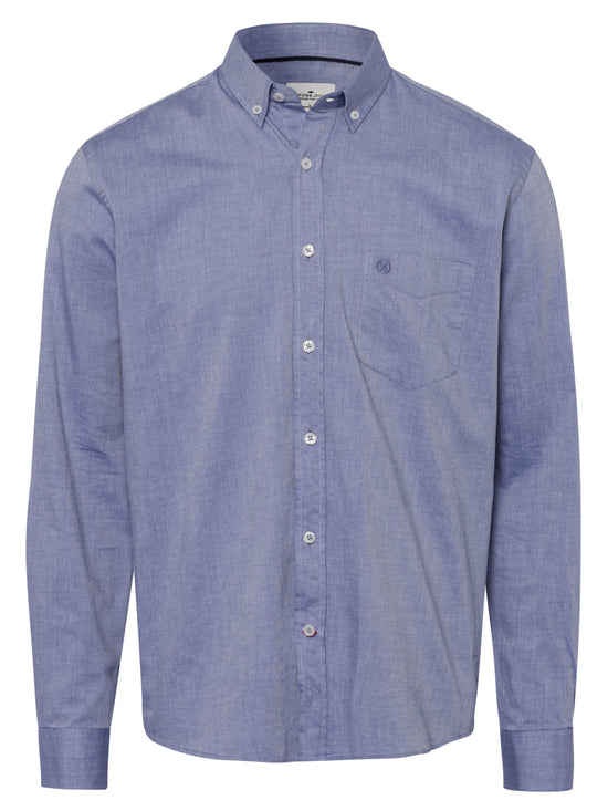 Men's regular long-sleeved shirt chambray light blue