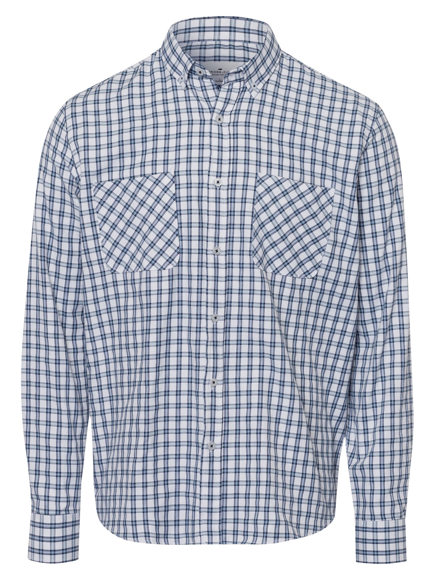 Men's regular long-sleeved shirt checked blue.