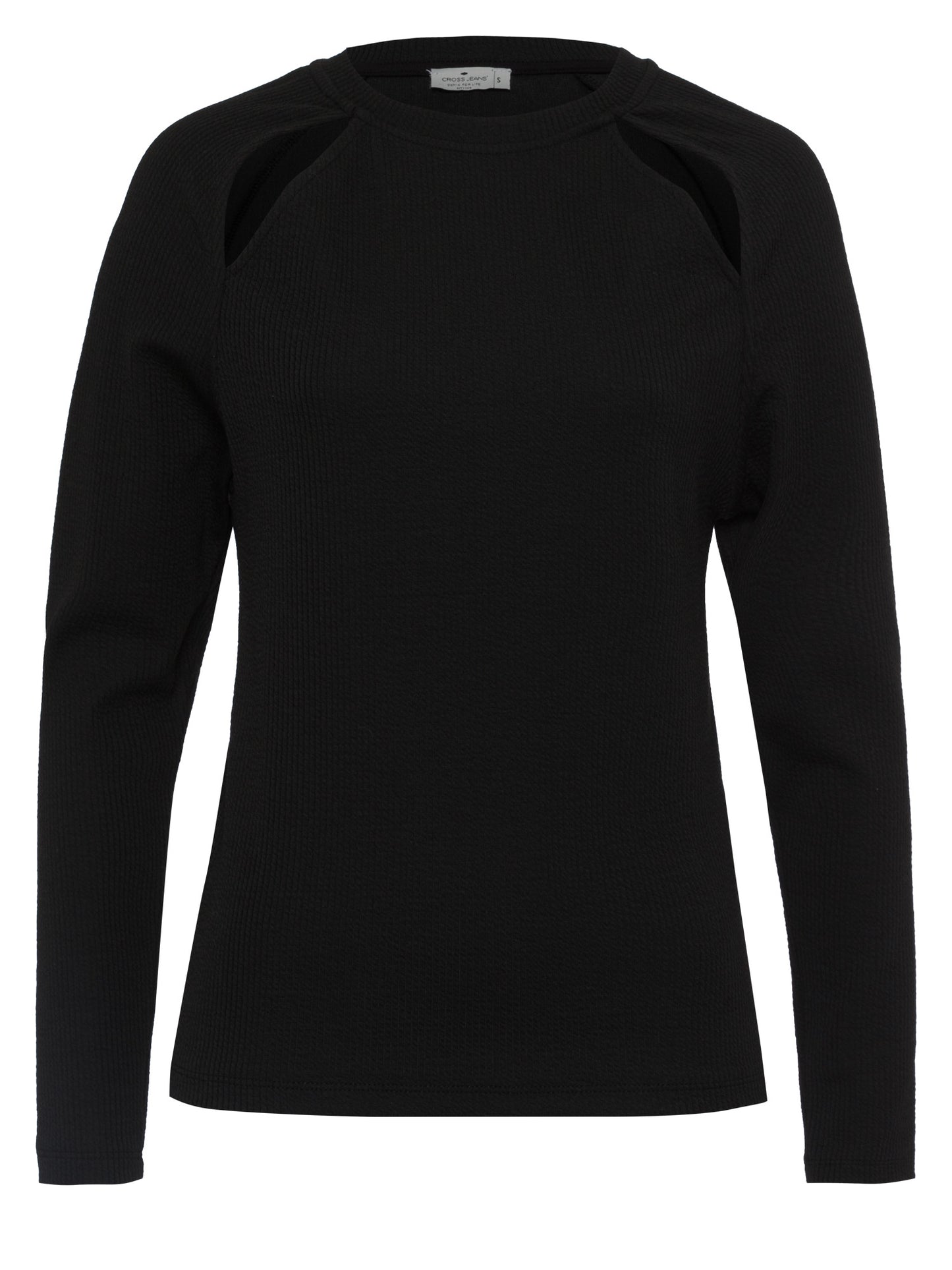 Women's slim long-sleeved shirt with cut-outs black