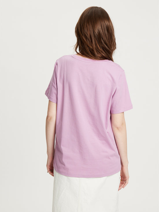 Damen Regular T-Shirt mit Foto-Print lila