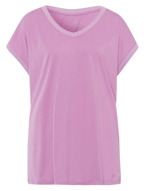 Damen Regular T-Shirt mit V-Ausschnitt lila.