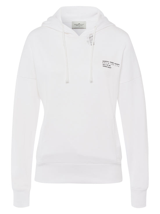 Women's regular hoodie with two pockets, white.