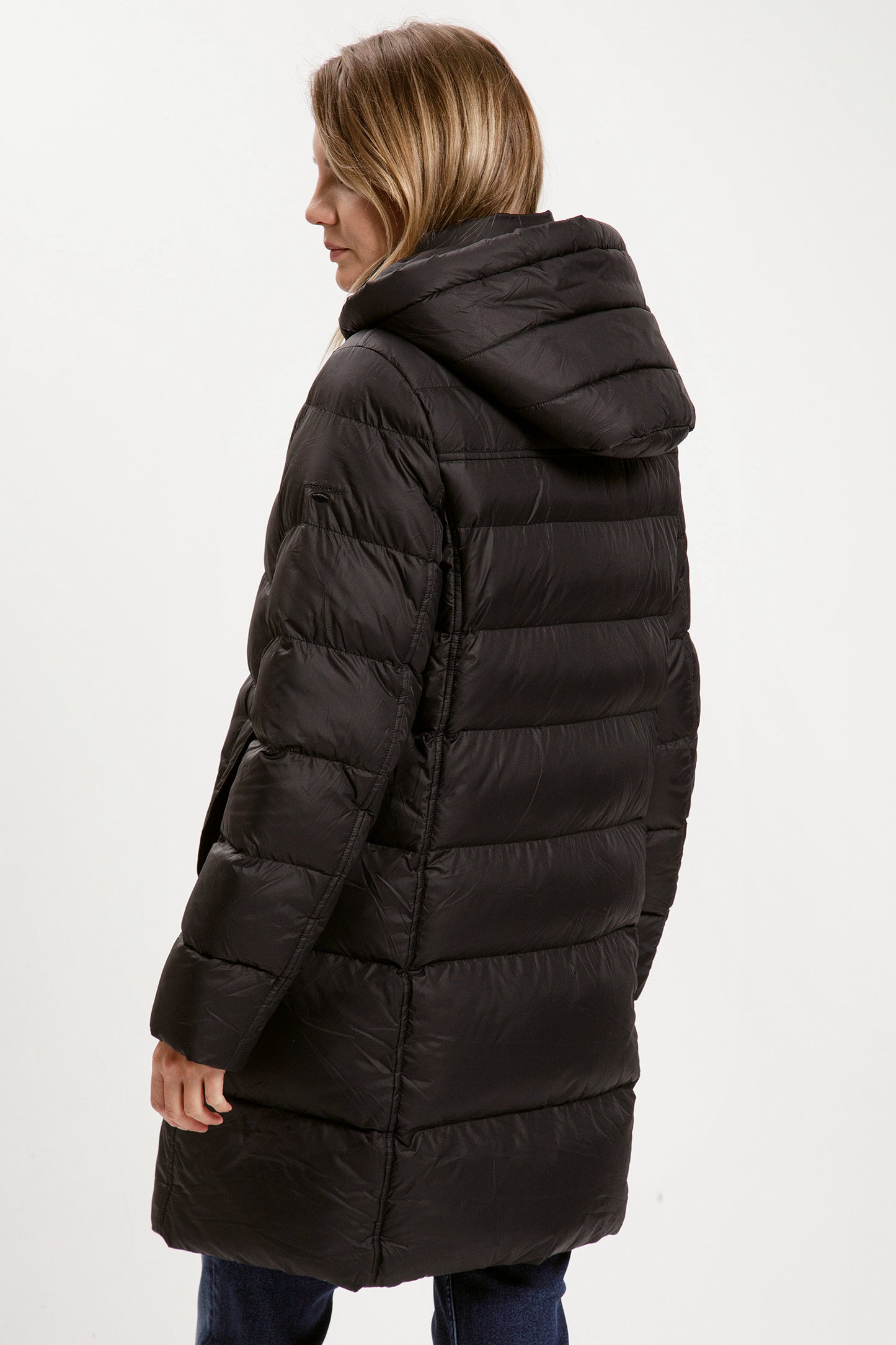 Women's regular short coat in black
