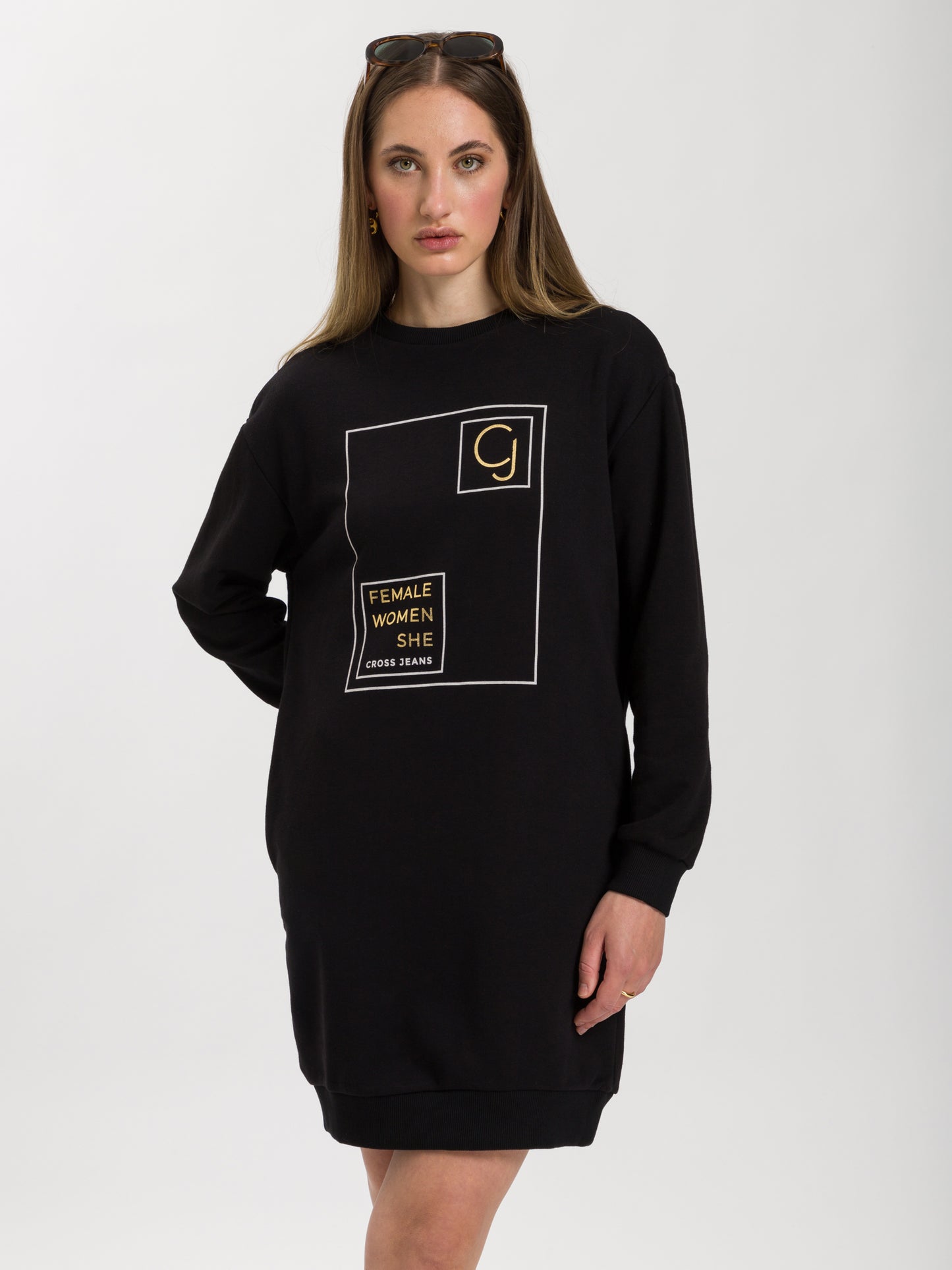 Women's oversized sweat dress in black