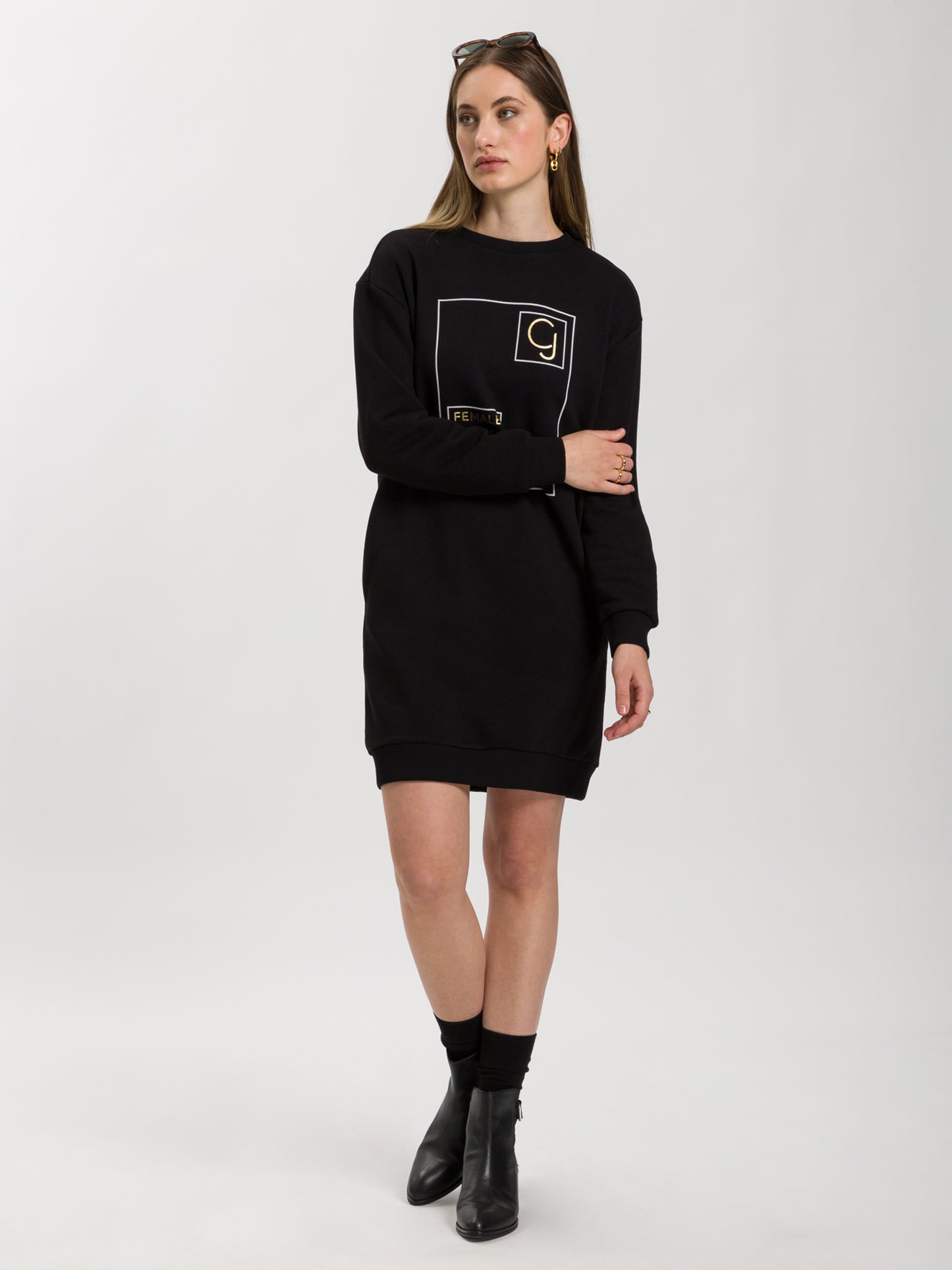 Women's oversized sweat dress in black