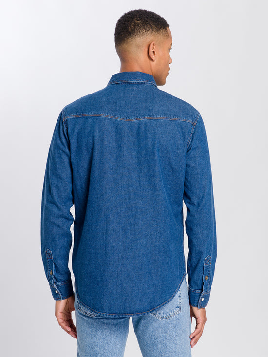 Men's regular denim shirt dark blue