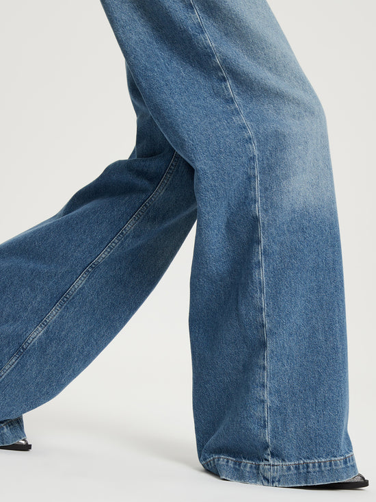 Women's palazzo jeans in medium blue