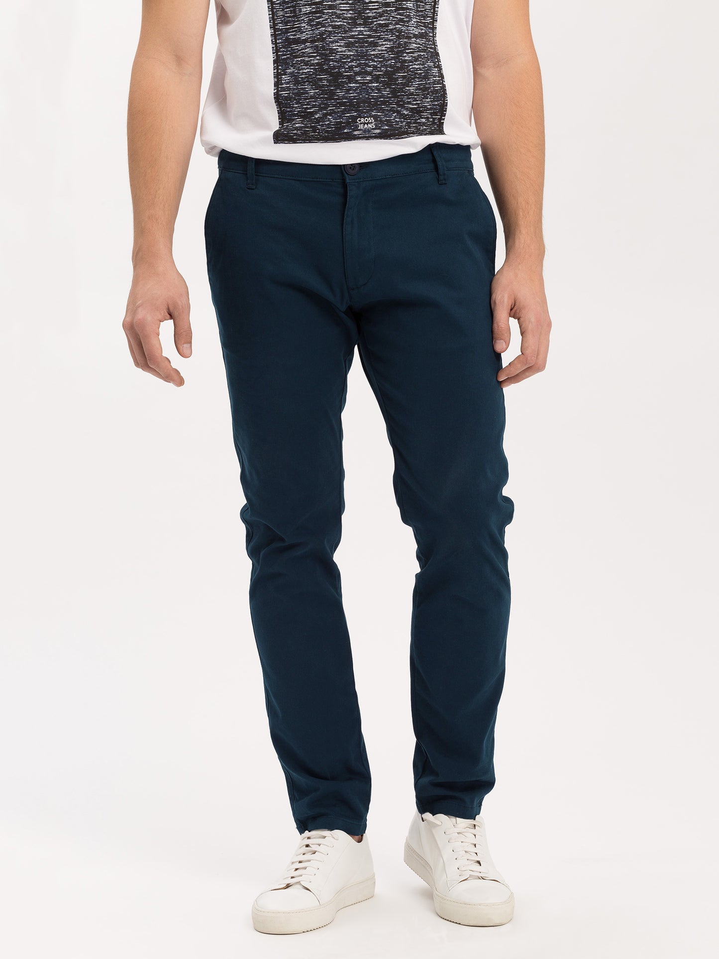 Men's slim tapered fit navy chinos