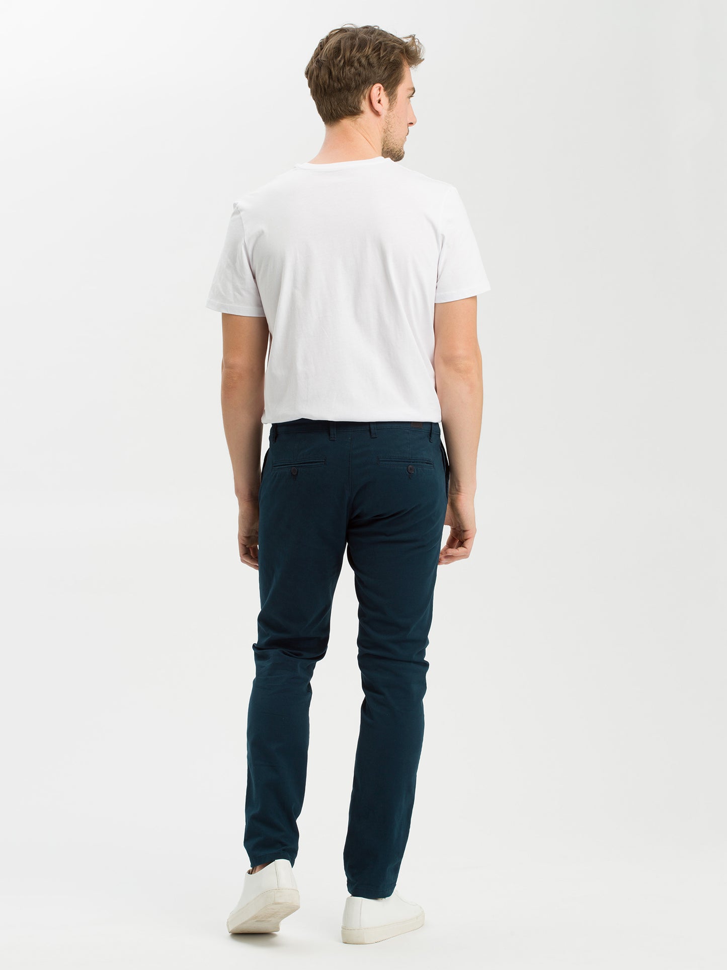 Men's slim tapered fit navy chinos