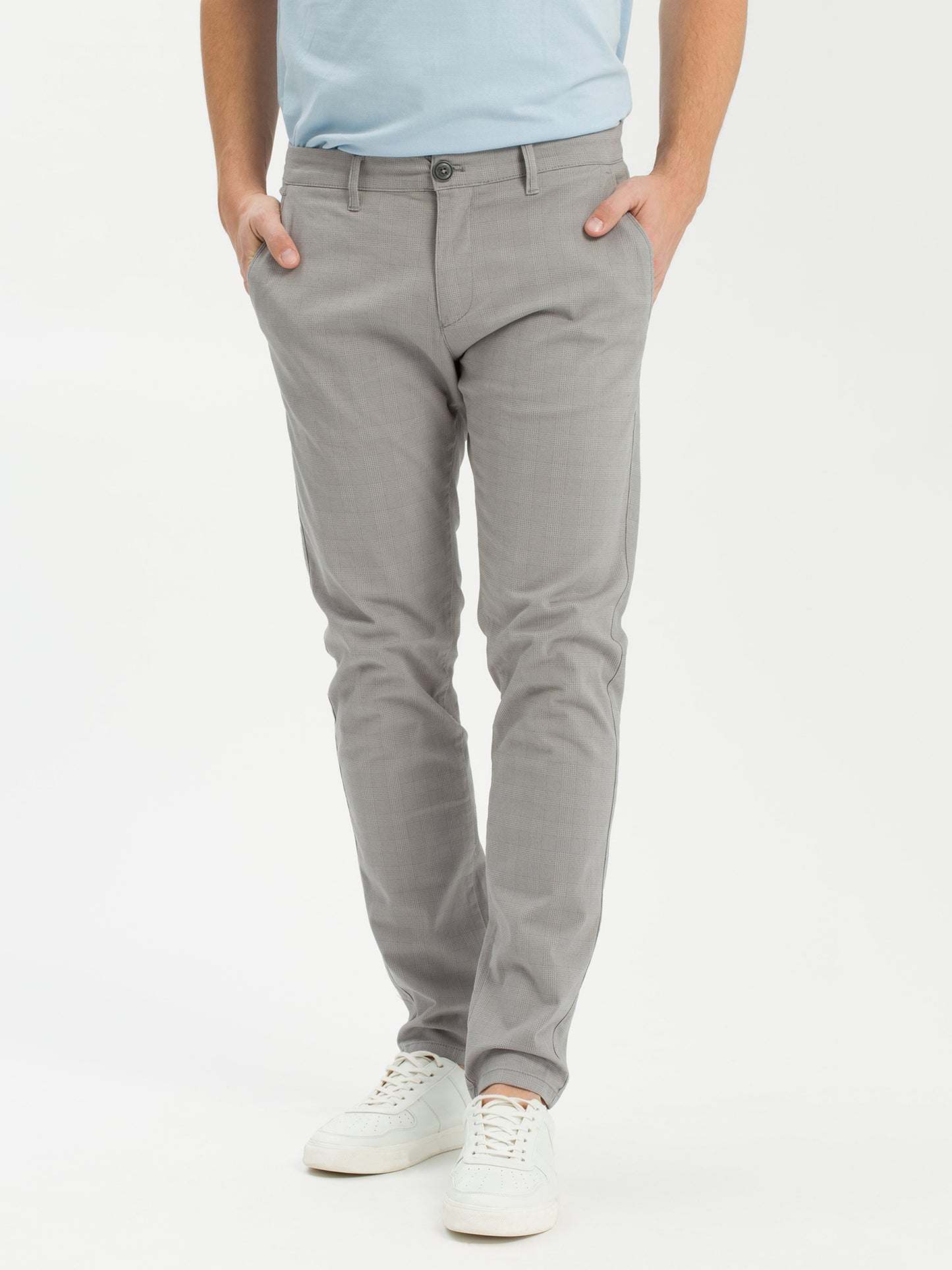 Men's Chino Slim Tapered Fit grey checked