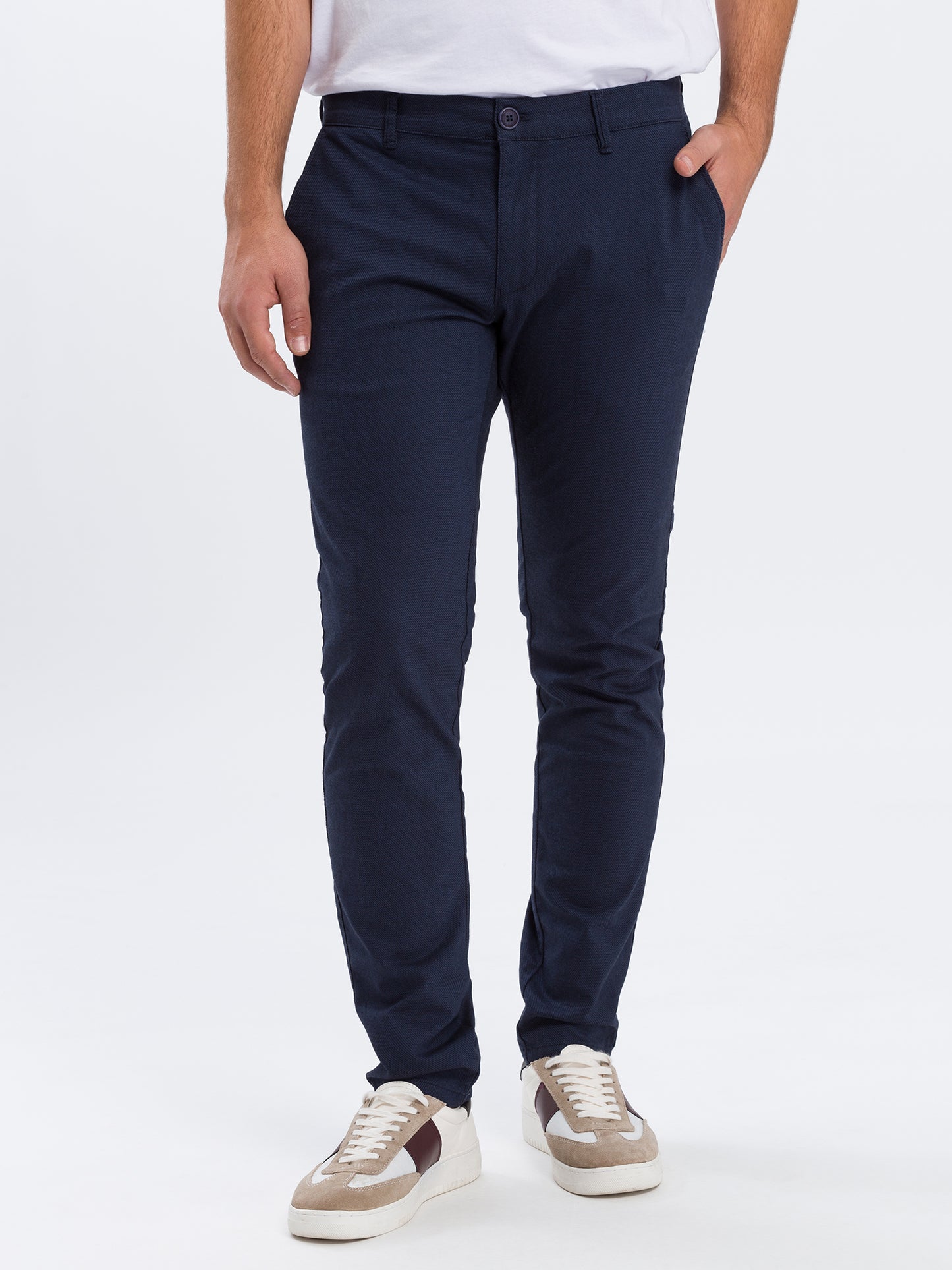 Men's slim tapered fit blue chinos