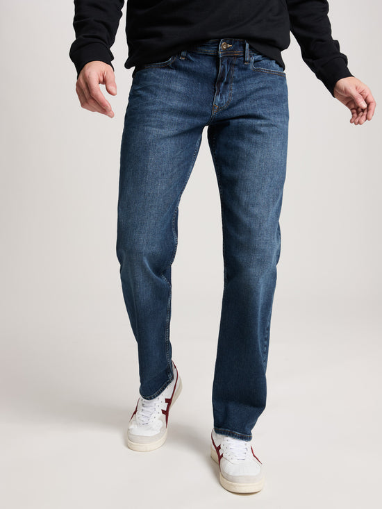 Antonio men's jeans relaxed fit regular waist straight leg dark blue