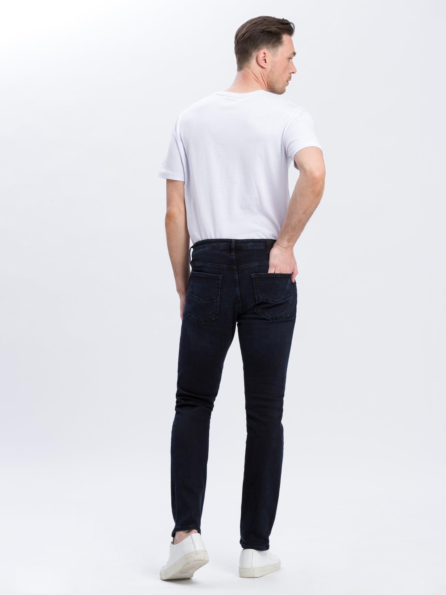 Damien Men's Jeans Slim Fit Regular Waist Straight Leg Black Blue