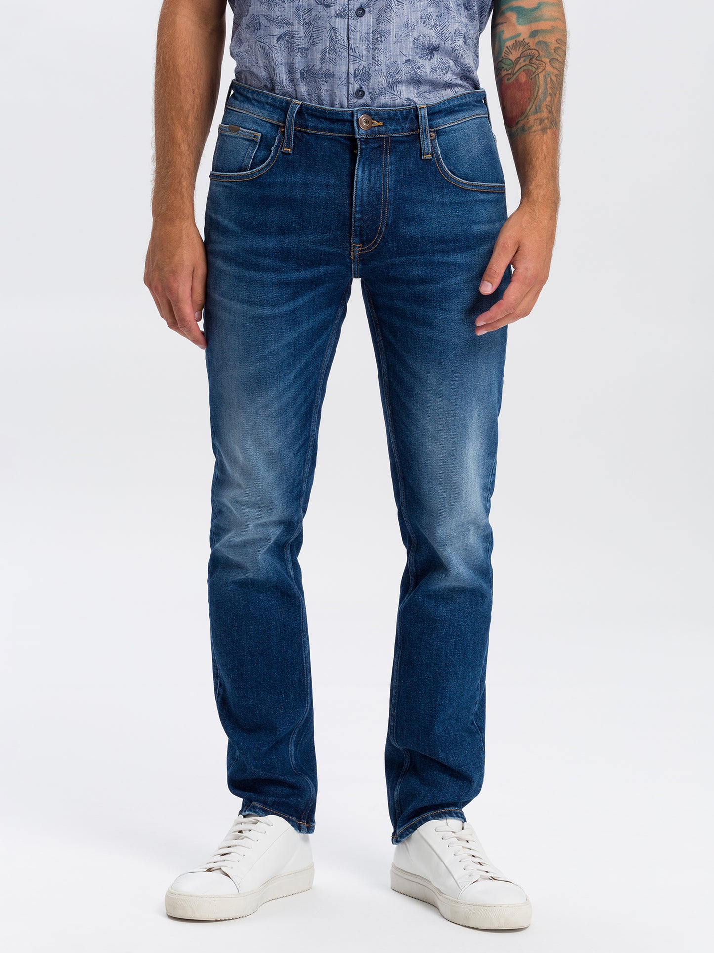 Damien men's jeans slim fit regular waist straight leg dark blue