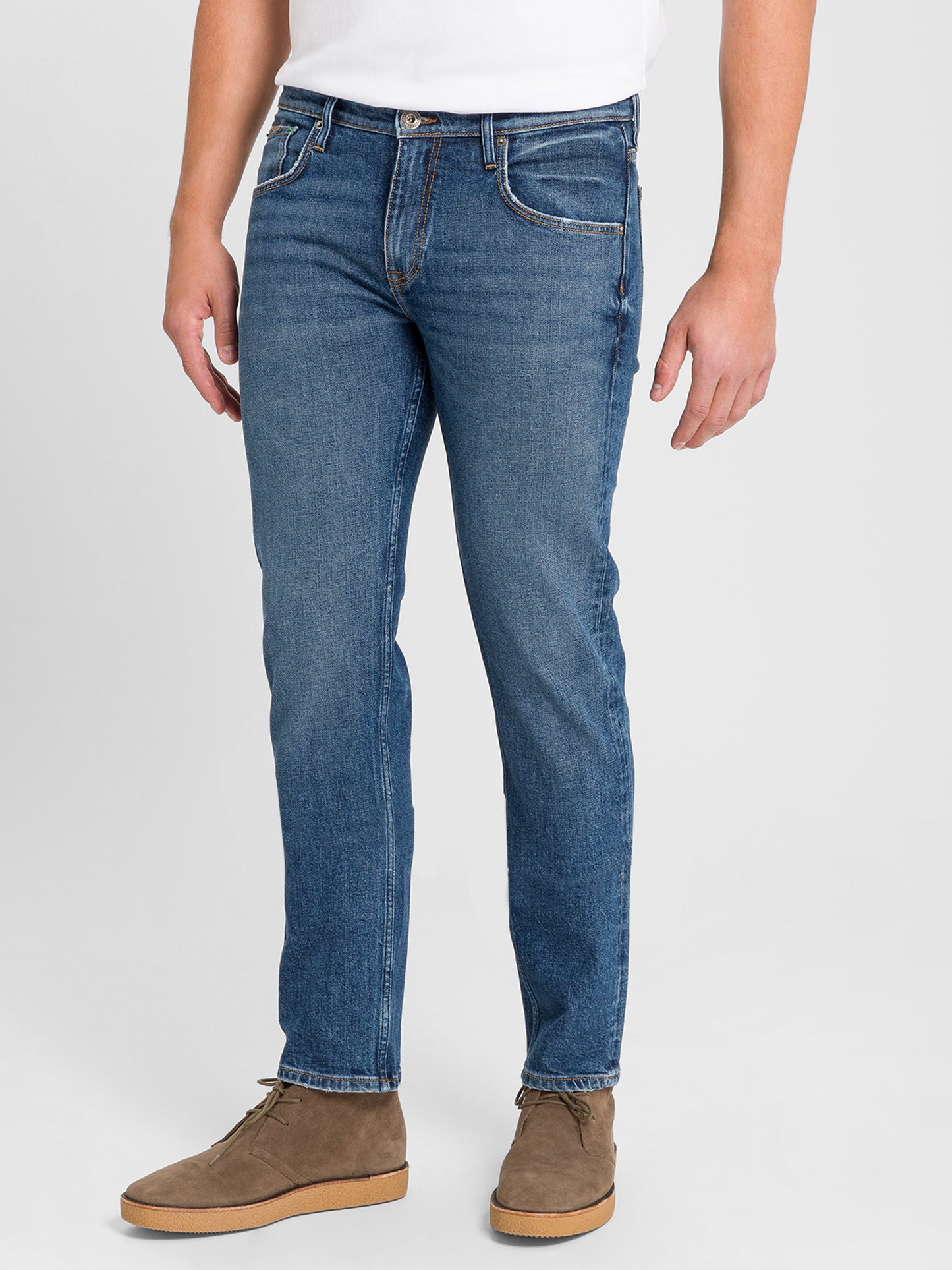 Damien Men's Slim Fit Regular Waist Straight Leg Jeans Mid Blue