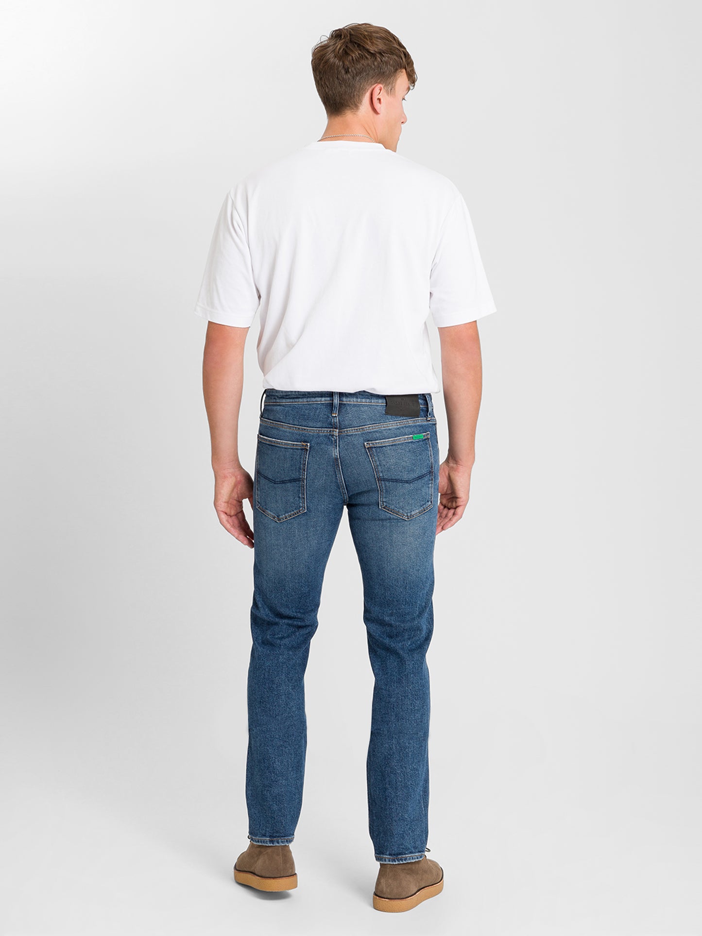 Damien Men's Slim Fit Regular Waist Straight Leg Jeans Mid Blue