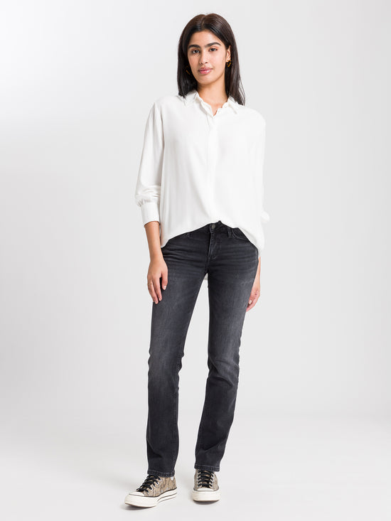 Rose women's jeans regular fit high waist black