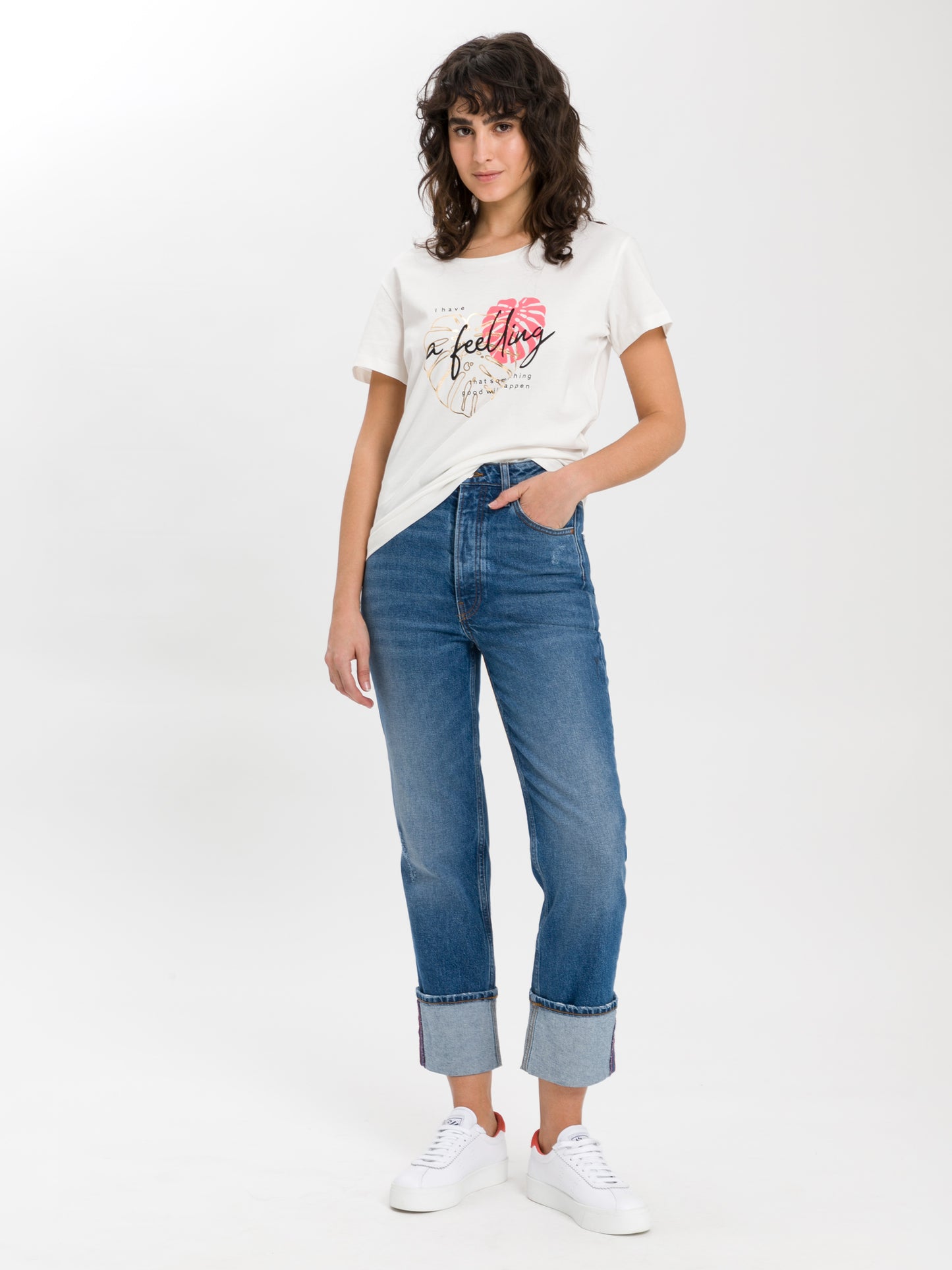 Brooke women's jeans high waist straight leg ankle length medium blue