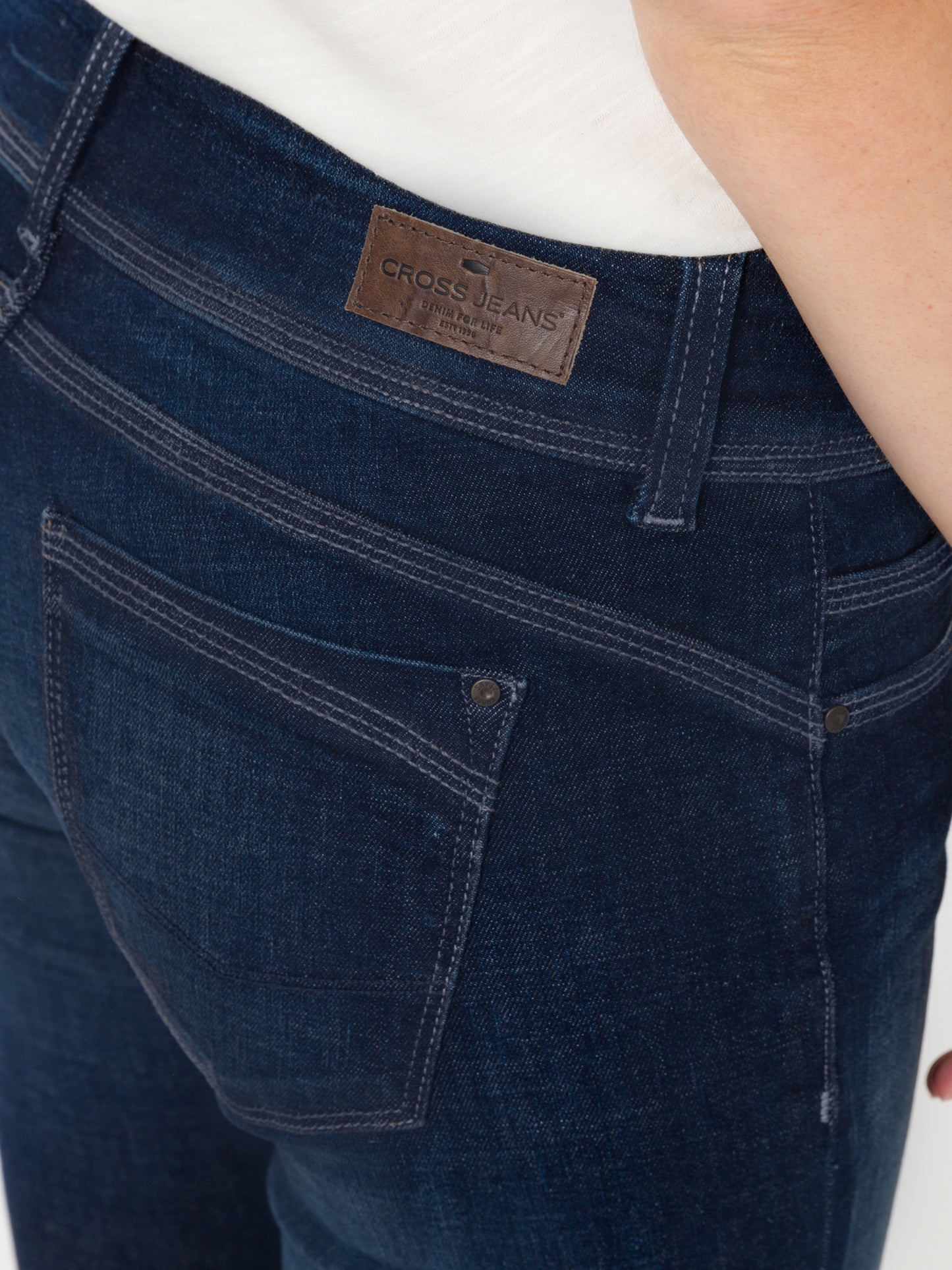 Loie women's jeans regular fit mid waist straight leg dark blue