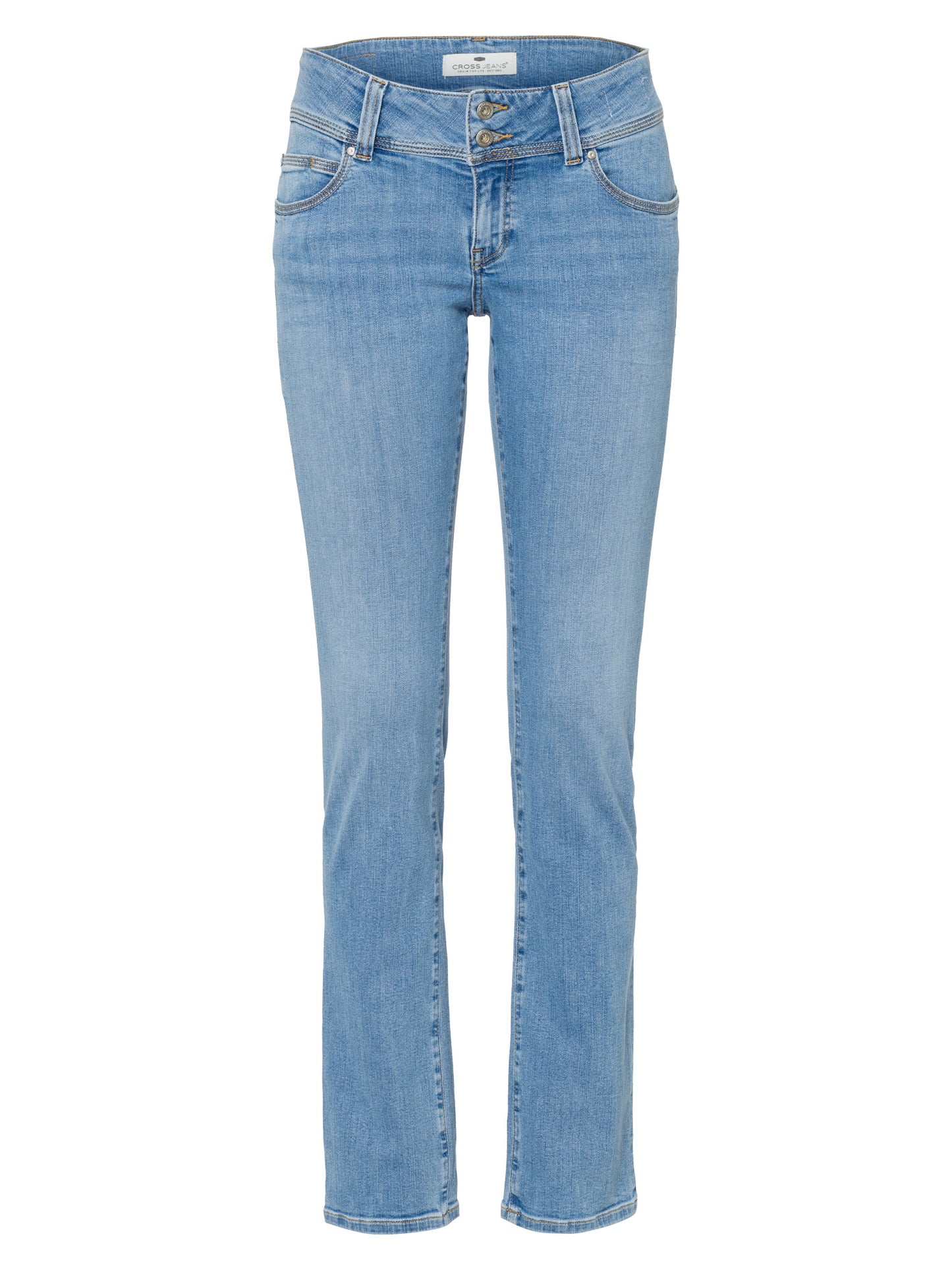 Loie women's jeans regular fit mid waist straight leg light blue