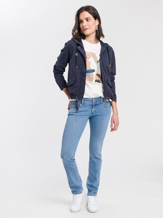 Loie women's jeans regular fit mid waist straight leg light blue