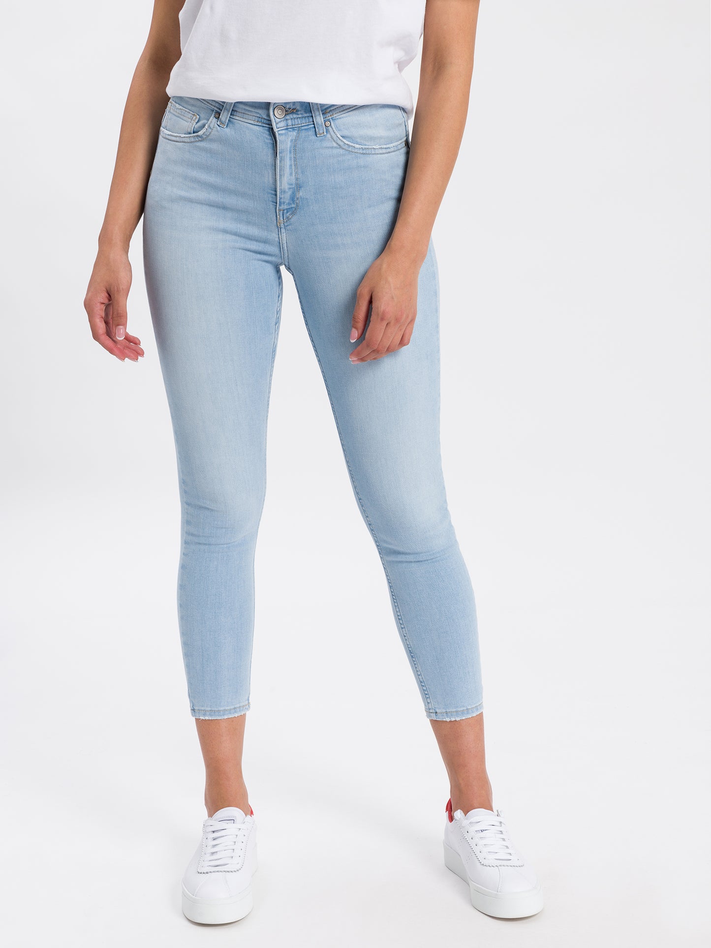 Judy Damen Jeans Super Skinny Fit High Waist Ankle Lenght hellblau