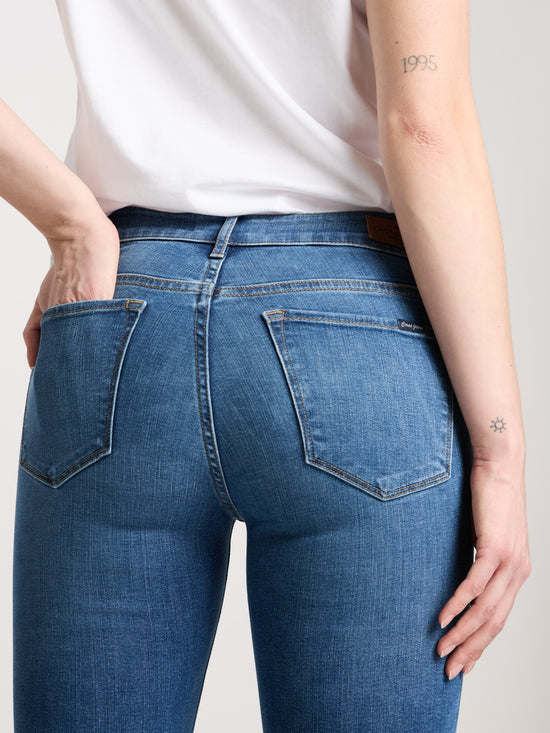 Faye women's jeans slim fit high waist flare leg medium blue