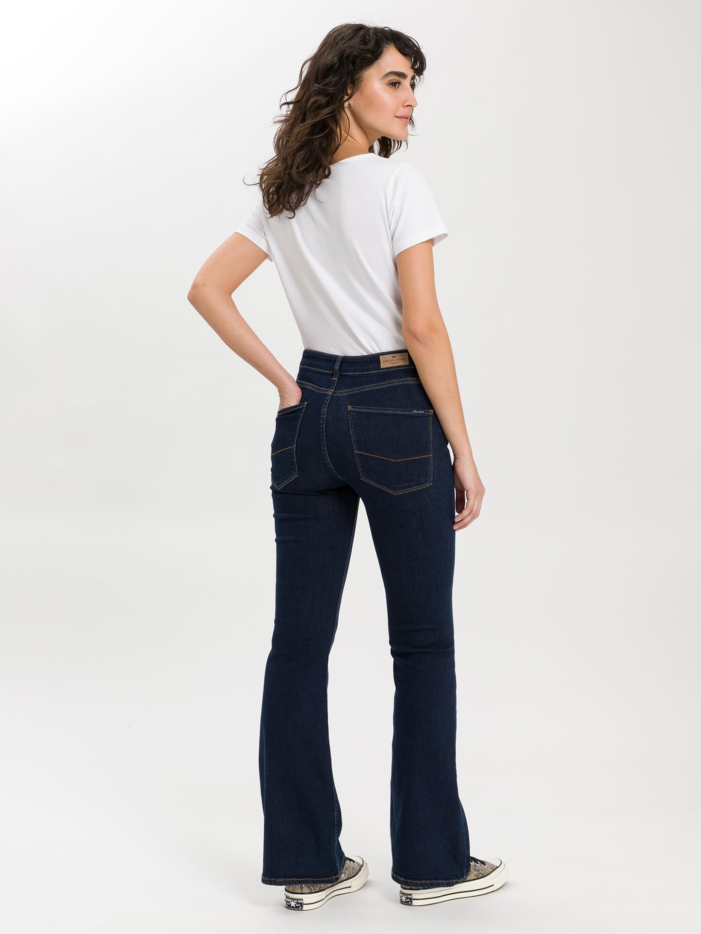 Damen Jeans Skinny Fit High Waist Flare Leg rinsed