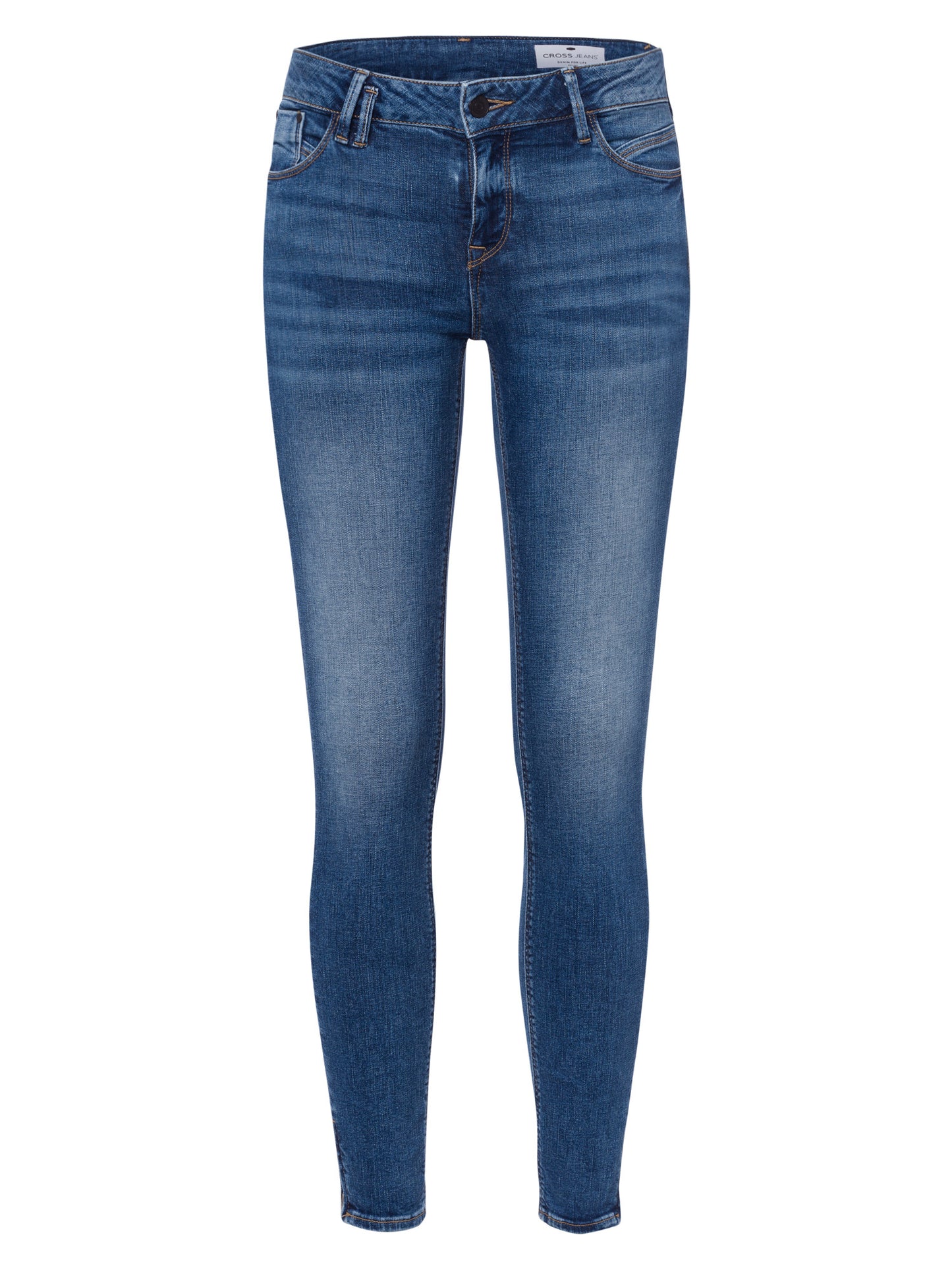 Giselle Damen Jeans Super Skinny Fit Mid Waist Ankle Lenght mittelblau