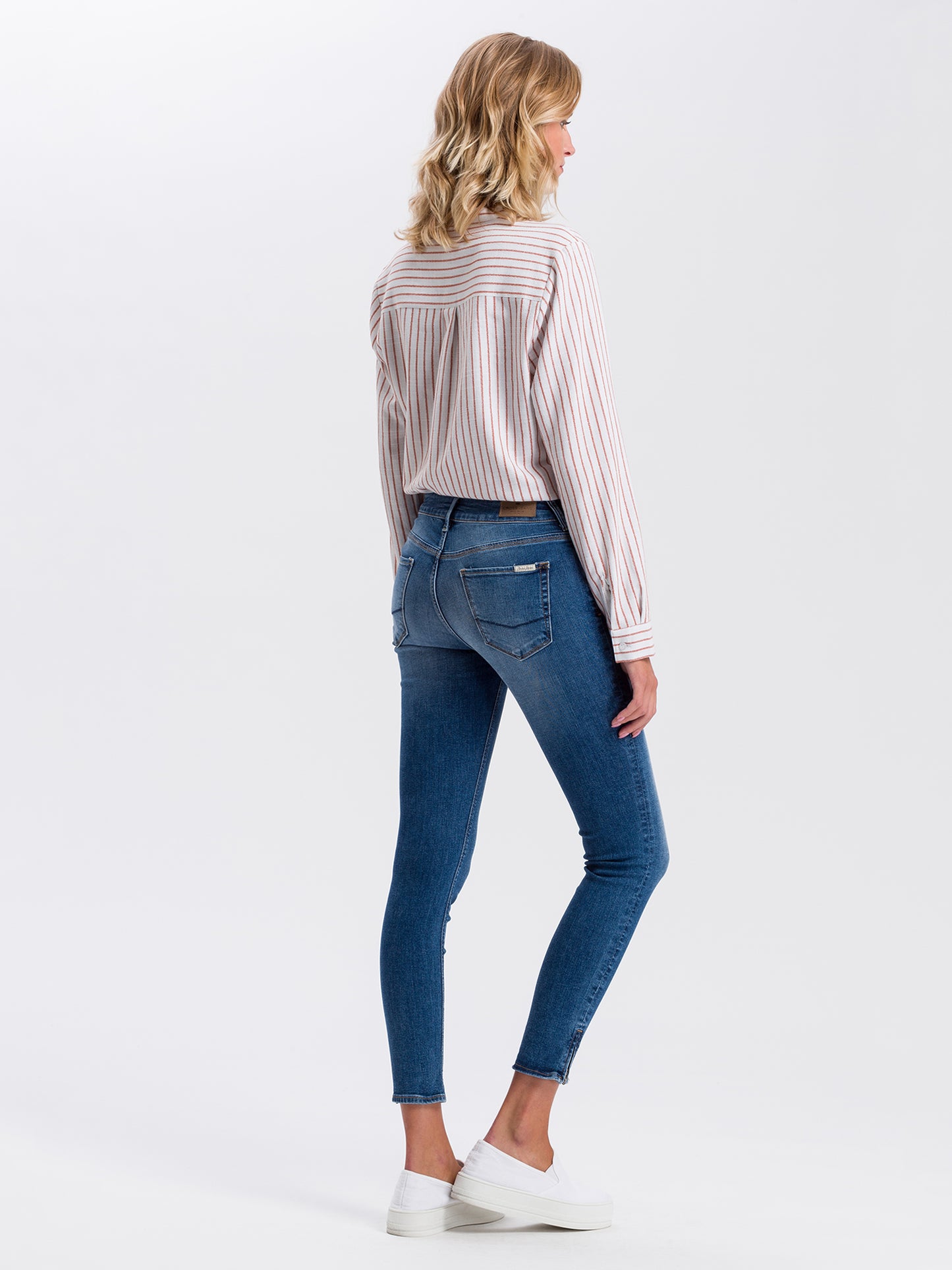 Giselle Damen Jeans Super Skinny Fit Mid Waist Ankle Lenght mittelblau