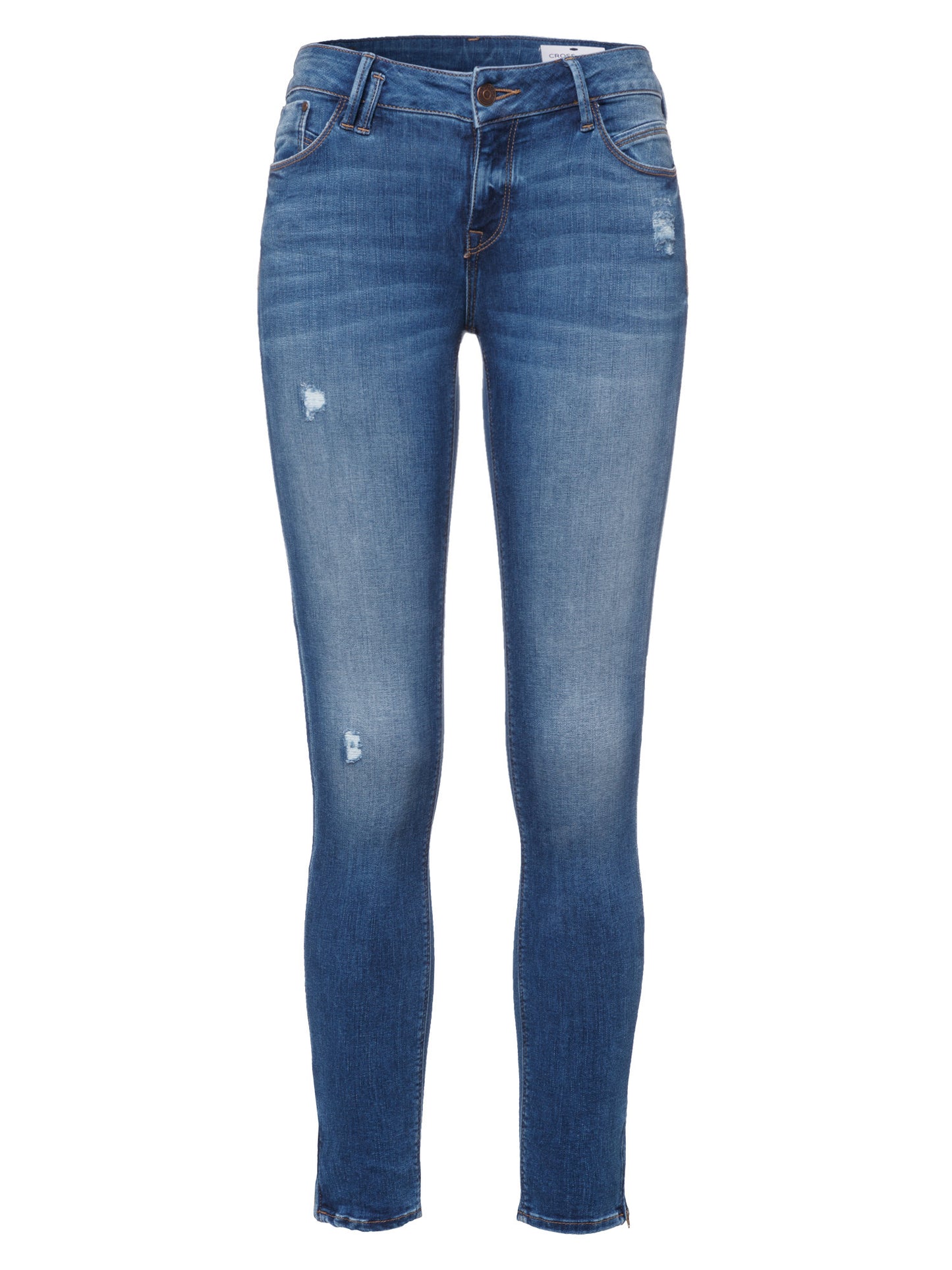 Giselle Damen Jeans Super Skinny Fit Mid Waist Ankle Lenght mittelblau