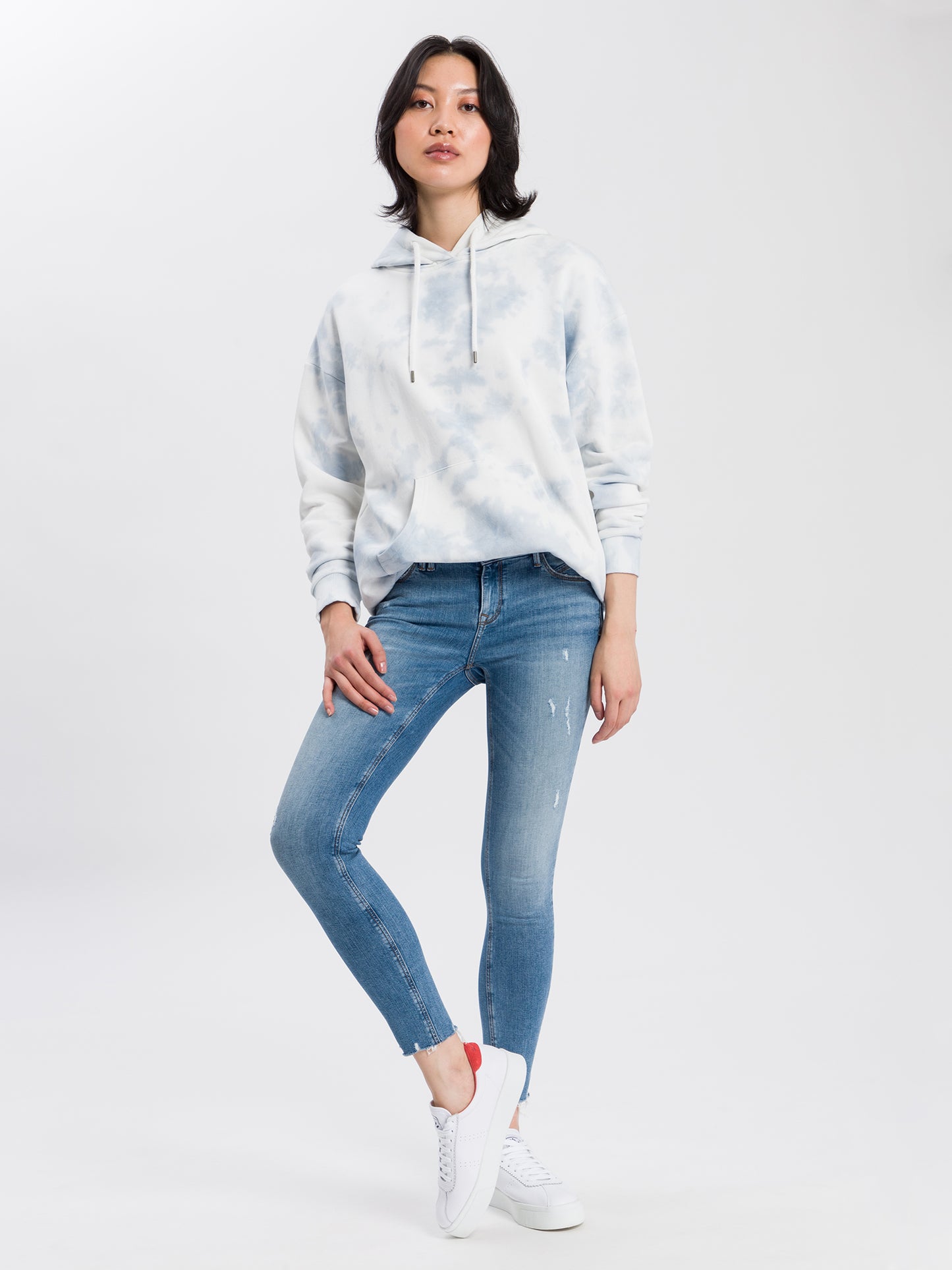 Giselle Damen Jeans Super Skinny Fit Mid Waist Ankle Lenght mittelblau