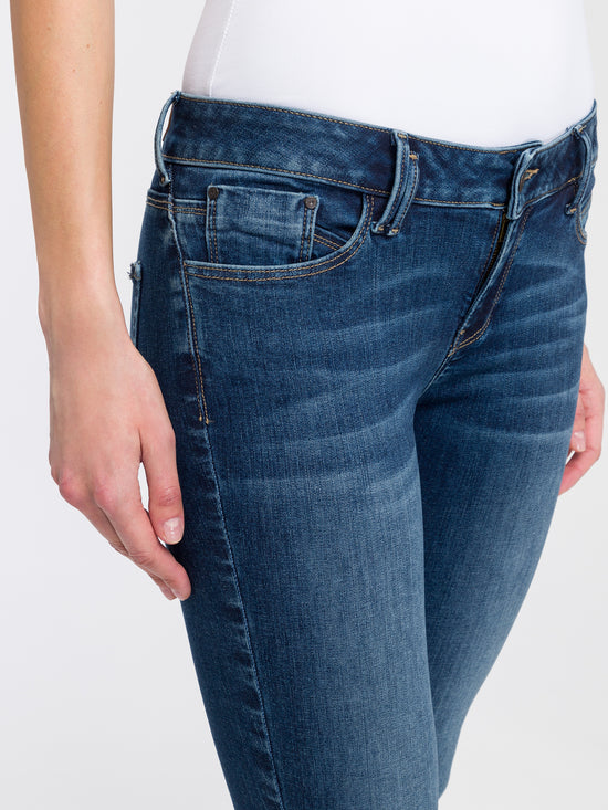 Giselle women's jeans super skinny fit mid waist ankle length dark blue