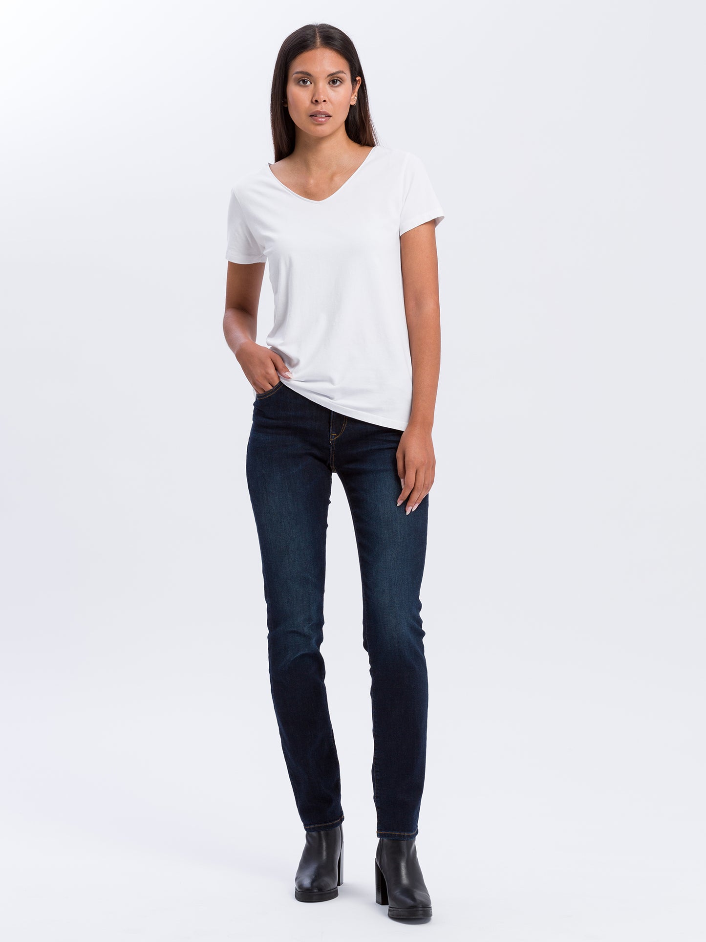 Anya women's jeans slim fit high waist dark blue