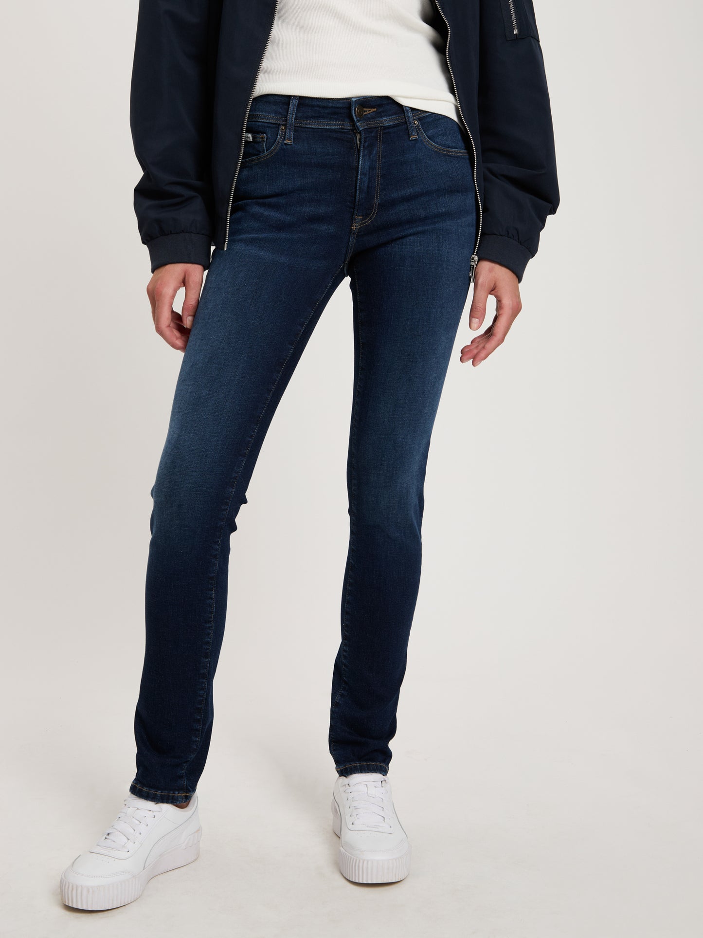 Anya women's jeans slim fit mid waist dark blue