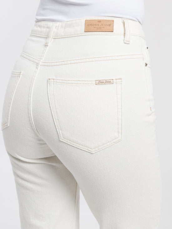 Women's Jeans High Waist Cropped Wide Leg white