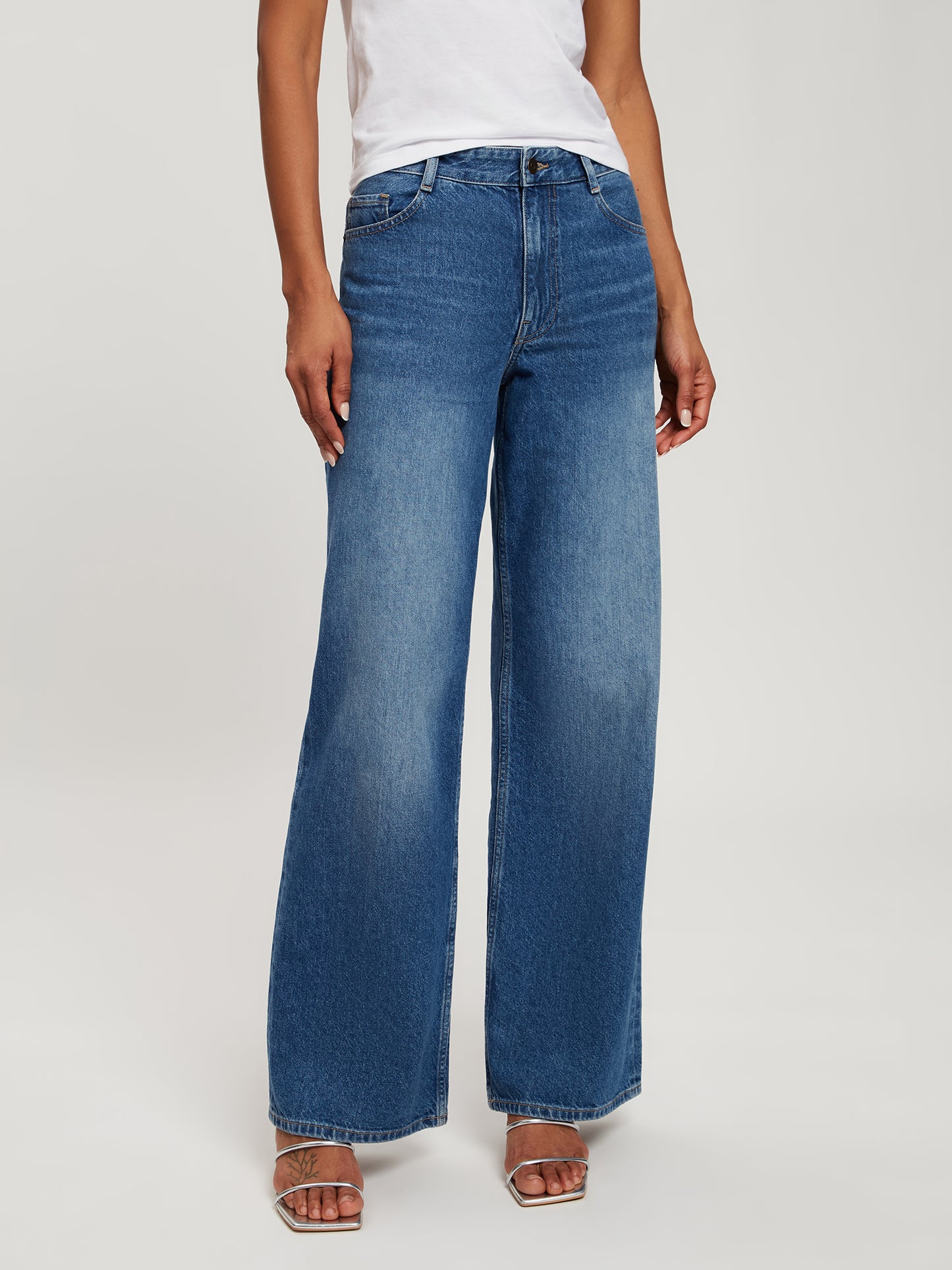 Women's Jeans Flare Fit Mid Waist medium blue