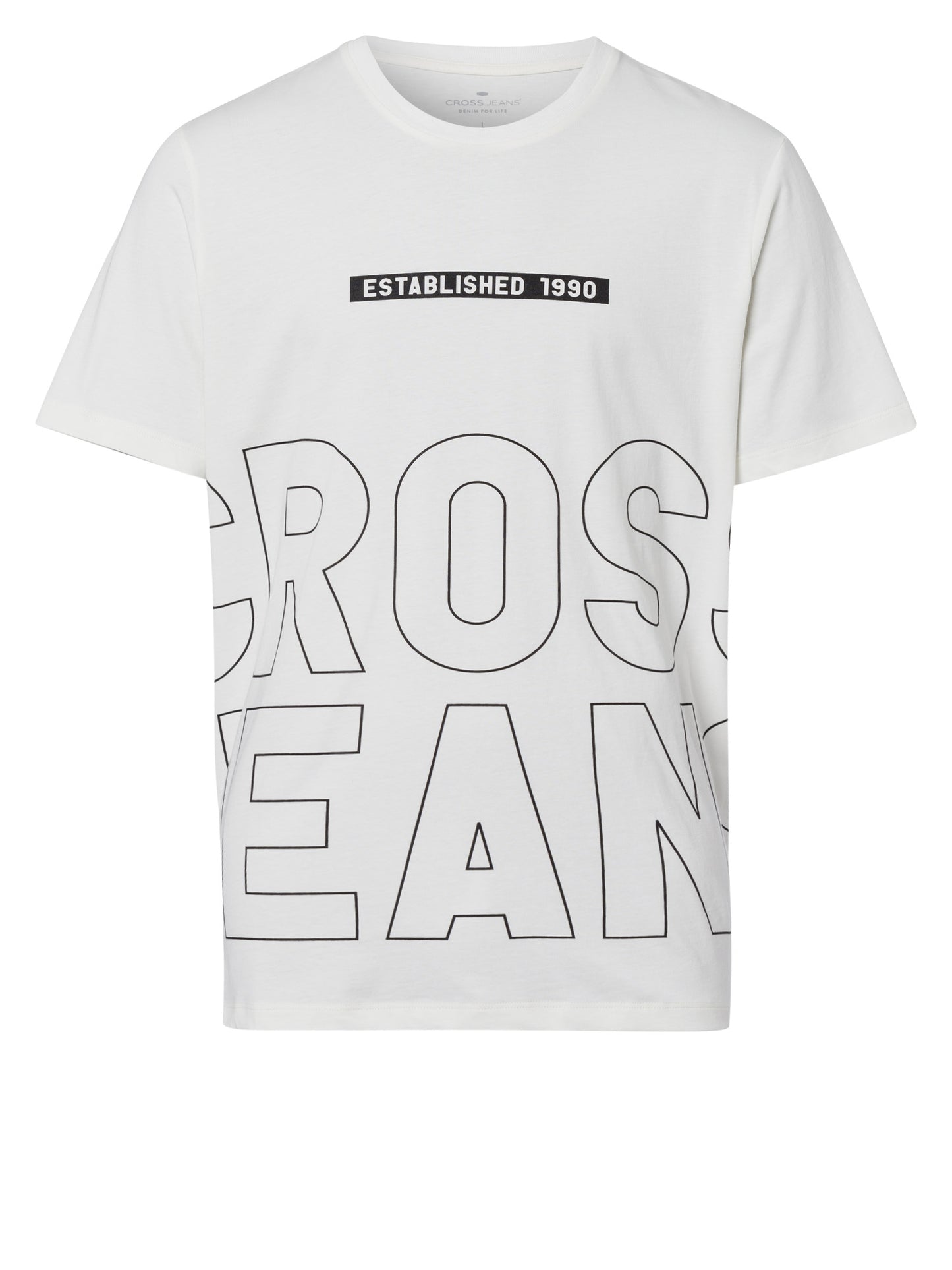 Men's regular T-shirt with CROSS JEANS logo print white